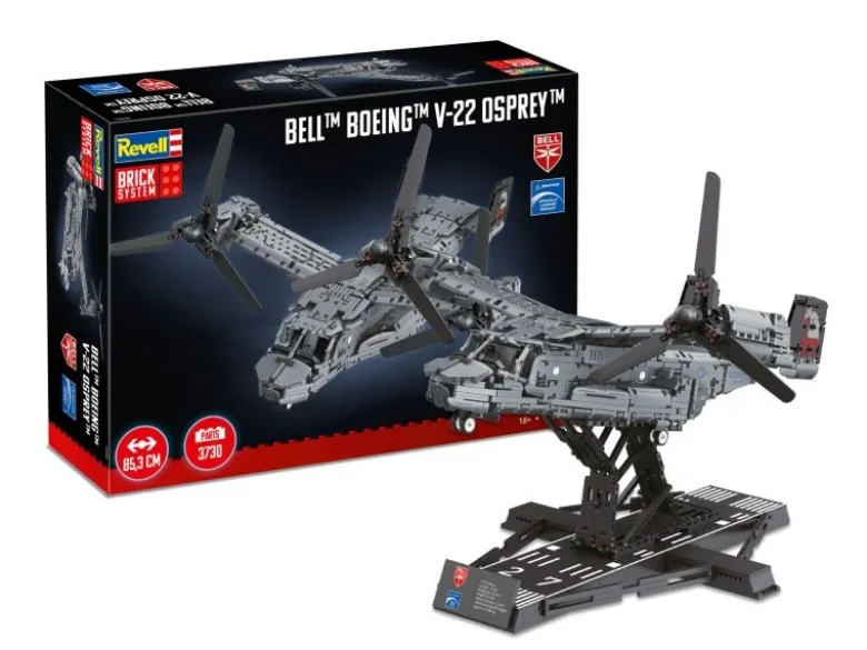 Revell 00961Bell Boeing V-22 Osprey- Brick System Klemmbaustein Set 1:25 3730 Teile - Spannweite: 853mm