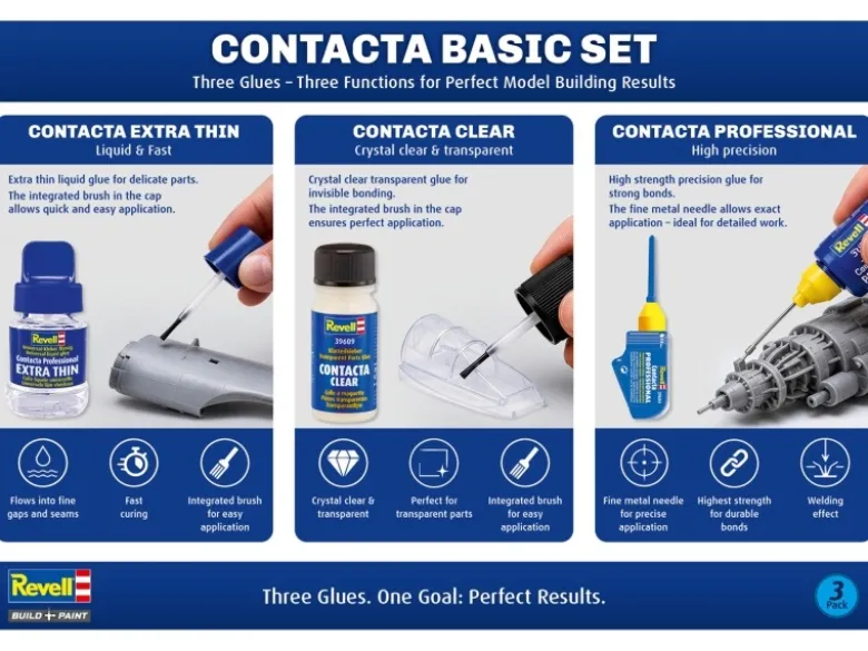 Revell 39618Contacta Glue Basic Set - 3er Pack Modellbau-Kleber