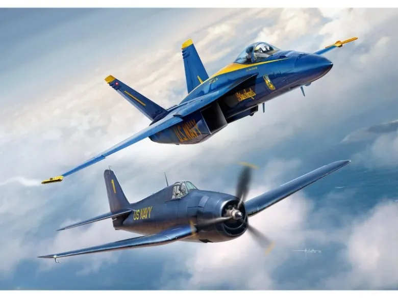 Revell 05613Geschenkset 'Blue Angels - 80 Jahre', Modellbausatz 1:72 inkl. Farben, Pinsel, Kleber