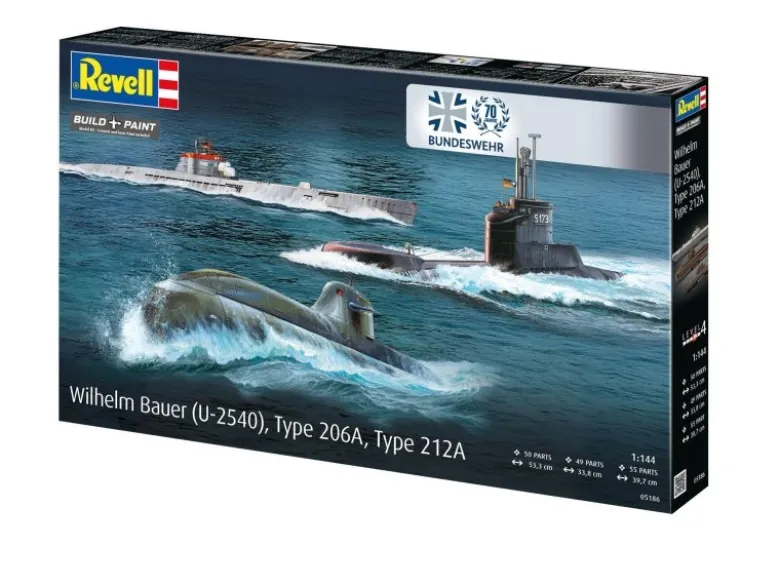 05186 Revell70 Jahre Bundeswehr: Wilhelm Bauer, Type 206A, Class2 1:144