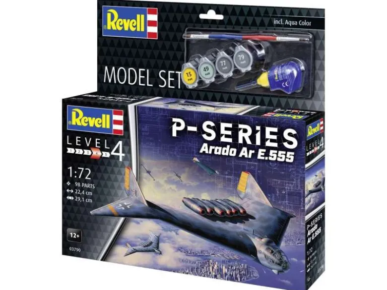 Revell 63790Model Set Arado Ar E.555 - P-Series, Modellbausatz 1:72 inkl. Pinsel, Farben und Kleber