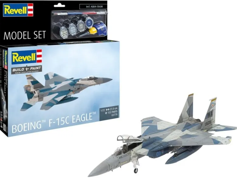 Revell 63778Model Set Boeing F-15C Eagle, Bausatz 1:72 inkl. Pinsel, Farben und Kleber