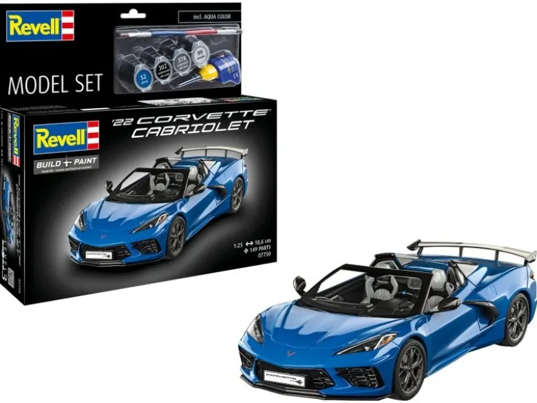 Revell 67750Model Set Corvette C8 Cabriolet, Modellbausatz 1:25 inkl. Farben, Pinsel und Kleber