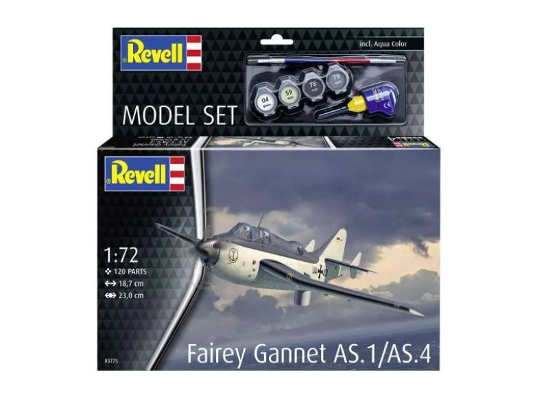 Revell 63775Model Set Fairey Gannet AS.1/AS.4 Bausatz 1:72 inkl. Pinsel, Farben und Kleber