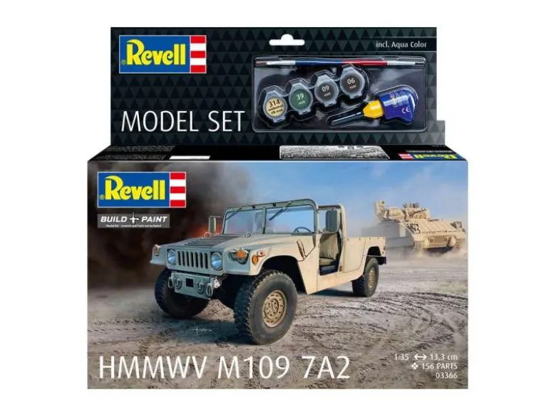 Revell 63366Model Set HMMWV M109 7A2, Modellbausatz 1:35 inkl. Farben, Pinsel und Kleber