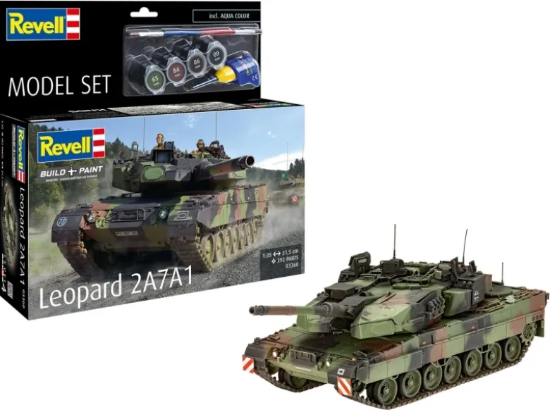 Revell 63360Model Set Leopard 2A7A1, Bausatz 1:35 Modellbausatz mit Basiszubehör