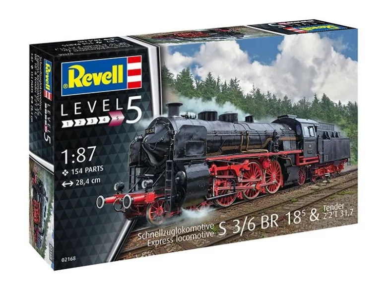 Revell 62168Model Set Schnellzuglokomotive S3-6 BR18 Tender Bausatz 1:87 inkl. Kleber, Pinsel und Farben