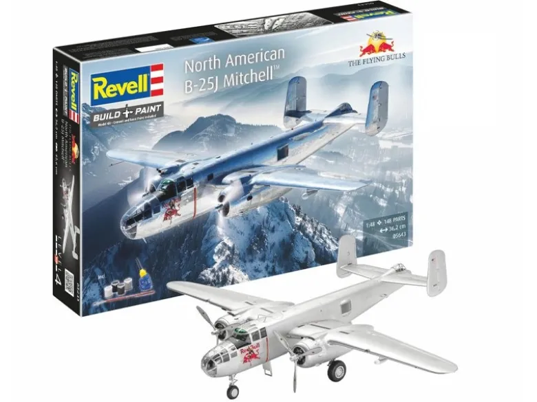 Revell 05643North American B-25J Mitchell, Modellbausatz 1:48 inkl. Farben, Pinsel und Kleber