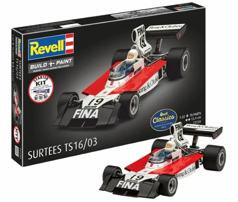 Revell 77739Starter Kit Formel 1 Surtees TS16/03 - Bausatz 1:32 Modellbausatz mit Basiszubehör