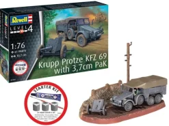 Revell 73344Starter-Kit Krupp Protze KFZ 69 mit 3,7 cm Pak, Bausatz 1:76 inkl. Farben, Pinsel und Kleber