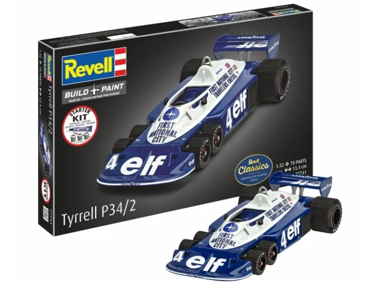 Revell 77741Starter Kit Tyrrell P34/2 6-Wheeler - Bausatz 1:32 Modellbausatz mit Basiszubehör
