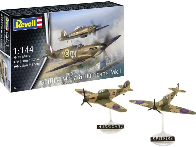 Revell 03771Supermarine Spitfire Mk.Ia & Hawker Hurricane Mk.I, Bausatz 1:144