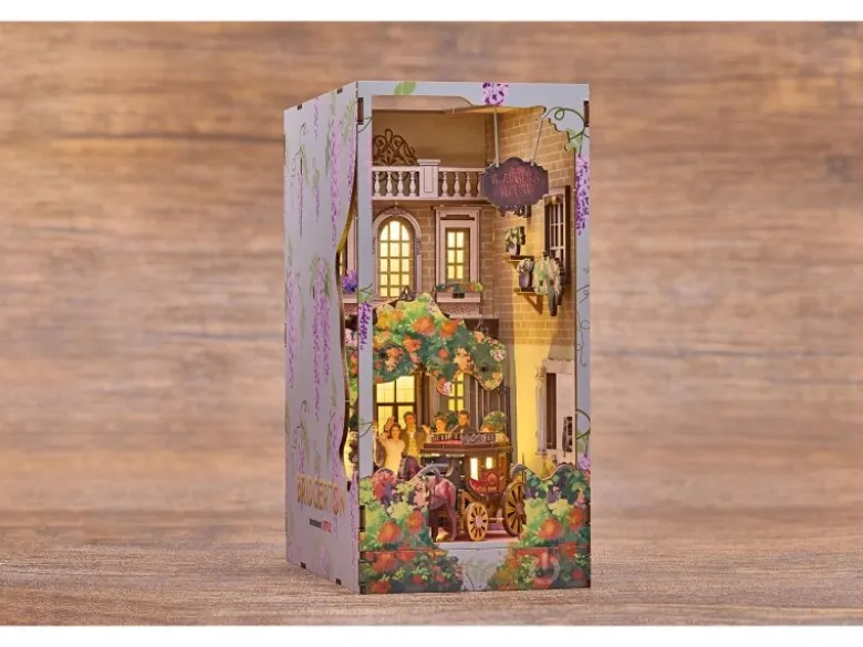 Revell 00543Tiny Adventures - Bridgerton 'Into the Light' Book Nook - Miniaturwelt aus Holz zum Zusammenbauen