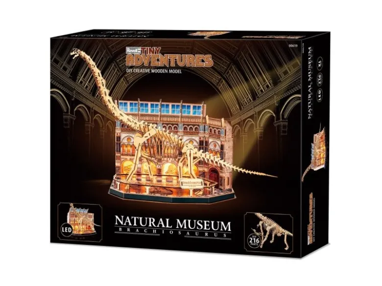 Revell 00619Tiny Adventures - Natural Museum 'Brachiosaurus' Book Nook - Miniaturwelt aus Holz zum Zusammenbauen
