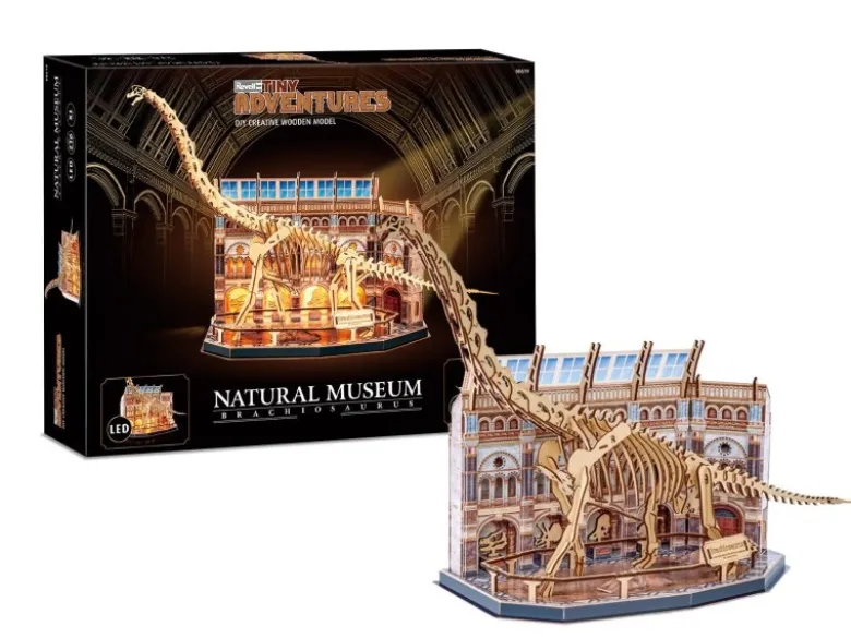 Revell 00619Tiny Adventures - Natural Museum 'Brachiosaurus' Book Nook - Miniaturwelt aus Holz zum Zusammenbauen