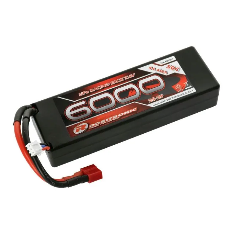 Robitronic R05227LiPo 7.4V 6000mAh 50C 2S2P Racing Pack mit T-Stecker
