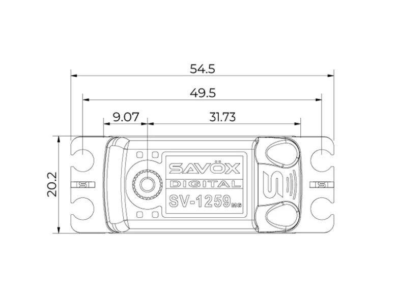 Savöx SV-1259MG+Low Profile Digitalservo HV bei 8,4V: 0,075 sec / 22 kg
