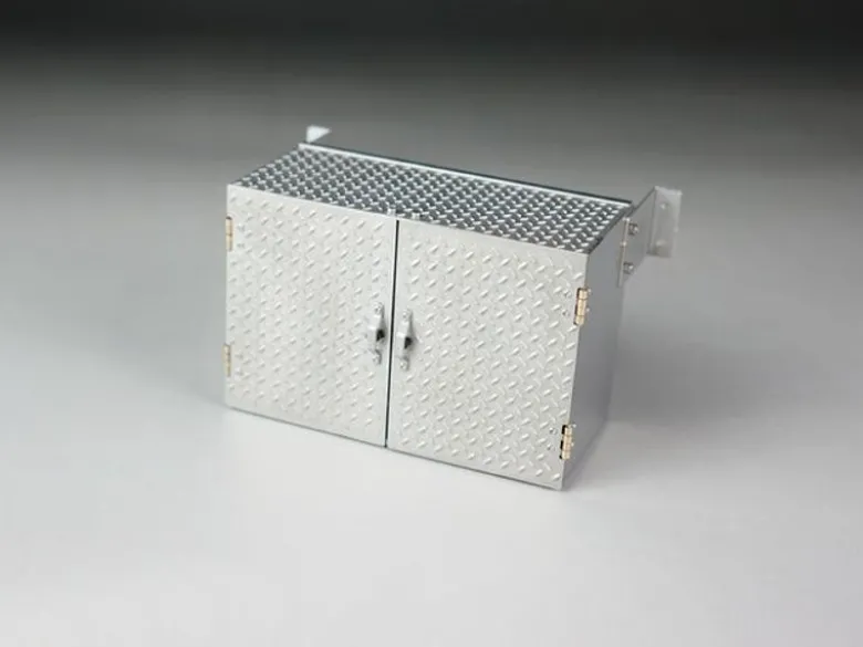 ScaleClub 50234Staubox 90mm mit Doppeltüren Riffelblech V2A für 1/14 Truck