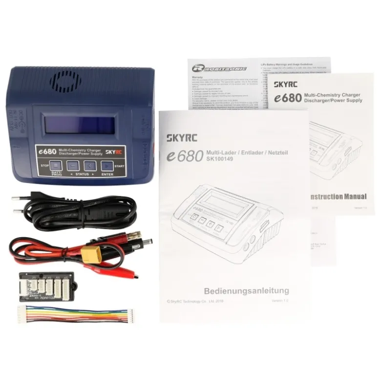 SkyRC SK100149e680-B AC/DC Lipo/Nim/H PB Ladegerät 1-6S LiPo 10A 80 Watt Bleiakku und AGM-Modus ! XT-60 Ladekabel