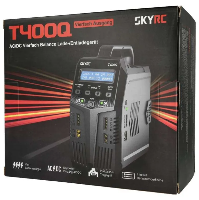 SkyRC SK100189-01T400Q AC/DC Quad Ladegerät LiPo 1-6s 12A 4x100W