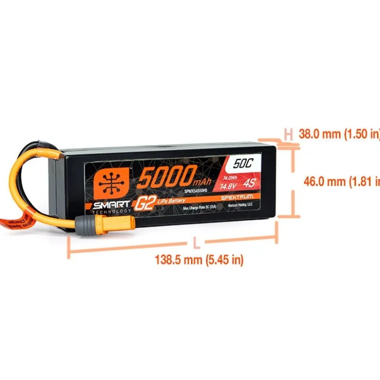 Spektrum SPMX54S50H5Smart G2 LiPo Akku 4S 5000mAh 50C 14,8V, Hardcase IC5