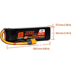 Spektrum SPMX224S5014.8V 2200mAh 4S 50C Smart G2 LiPo Akku mit IC3 Stecker