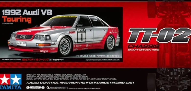 Tamiya 58699Audi V8 1992 4WD Tourenwagen TT-02 1:10 Bausatz