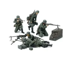 Tamiya 35386Figuren-Set Dt. MG Truppen (5) Mit.WW2, Plastikbausatz, 1:35