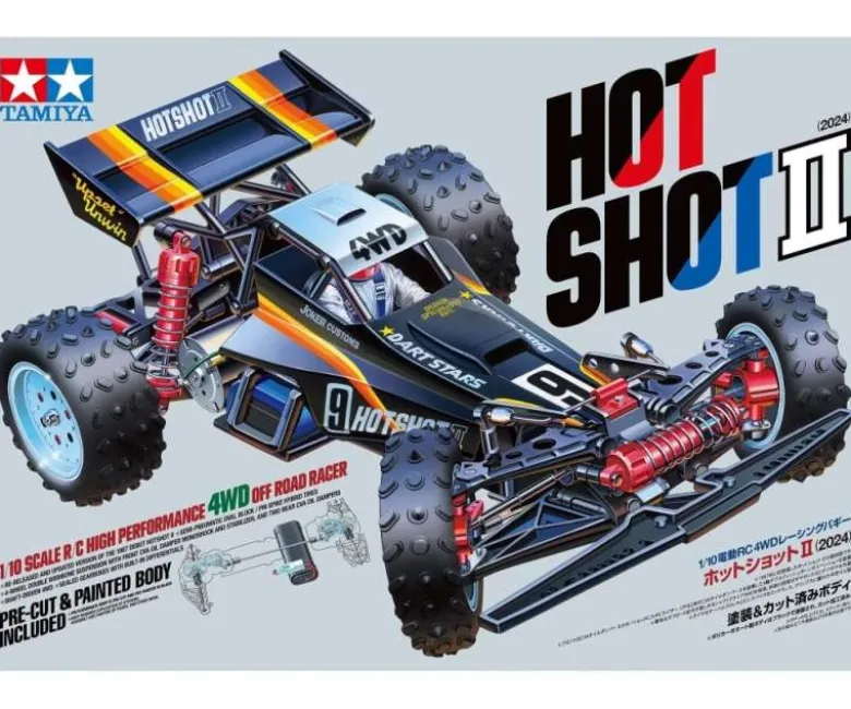 Tamiya 58737Hotshot II 2024 4WD Buggy 1:10 Bausatz, lackierte Karosserie