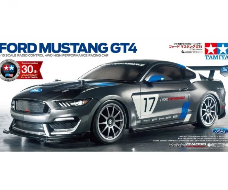 Tamiya 58664KUFord Mustang GT4 4WD Onroad TT-02 1/10 Bausatz + Kugellager
