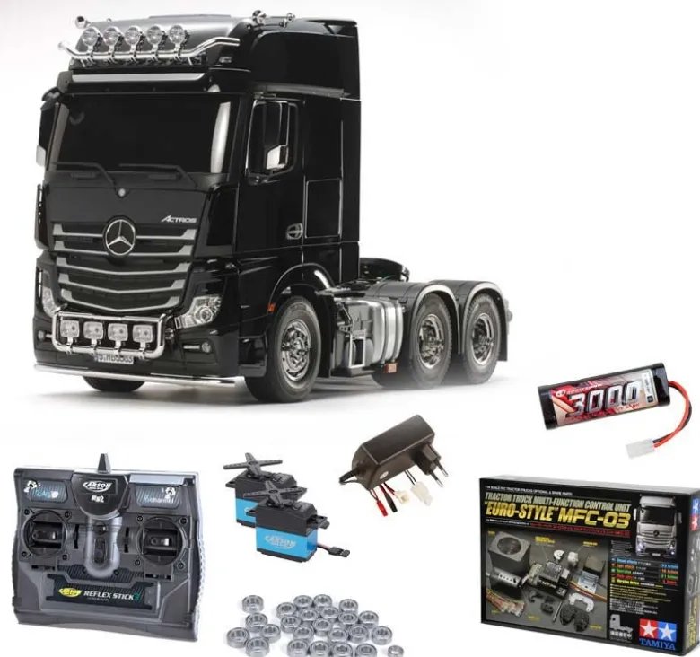 Tamiya 56348MFCMB Actros 3363 Giga Space 6x4 Komplettset inkl. MFC-03,Lager mit Carbon-Look Steuerung