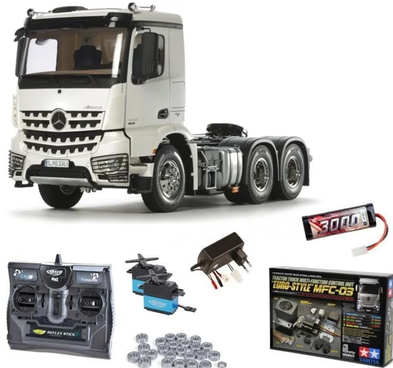 Tamiya 56352MFCMercedes Benz Arocs 3363 6x4 ClassicSpace 1:14 Komplettset Inkl. MFC-03, Kugellager mit Carbon-Look Funke