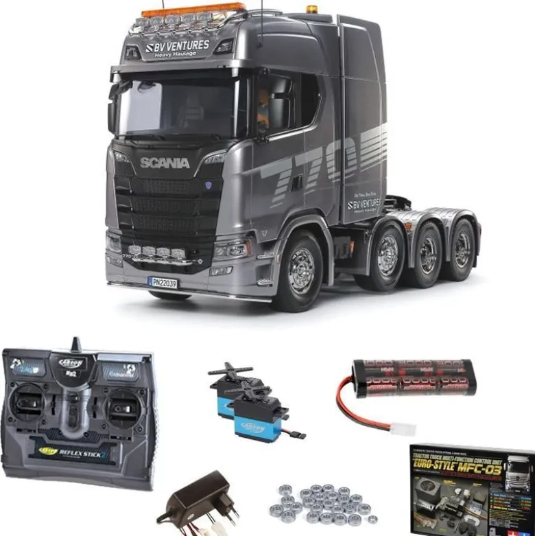 Tamiya 56371MFCScania 8x4/4 4-Achs Truck 1:14 RC Bausatz Komplettset MFC-03 mit Carbon-Look Funke
