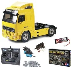 Tamiya 56312MFCVolvo FH12 Globetrotter 420 Komplettset inkl. MFC-03, Lager mit Carbon-Look Steuerung