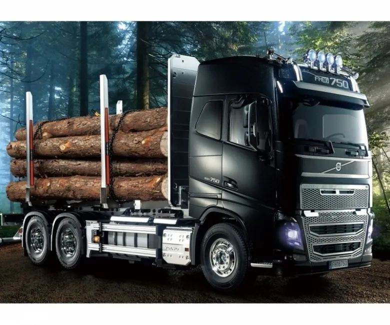 Tamiya 56360MFCVolvo FH16 Globetrotter 750 Timber Truck 1:14 Set mit MFC-03 mit Carbon-Look Steuerung
