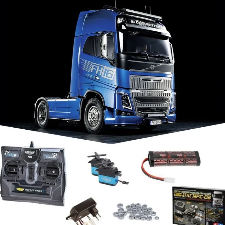 Tamiya 56375MFCVolvo FH16 XL 750 4x2 Globetrotter Truck 1:14 Set + MFC-03 mit Carbon-Look Funke