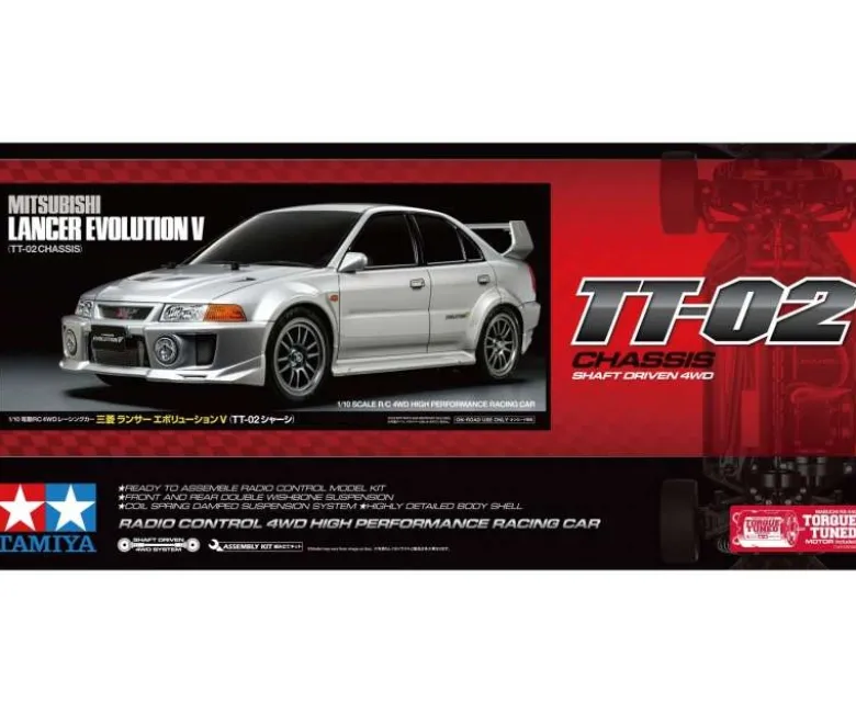 Tamiya 58713Mitsubishi Lancer Evo V (TT-02) 1:10 Bausatz mit Regler