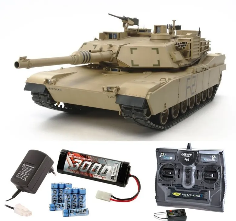 Tamiya 56041SETAbrams US KPz M1A2 Full Options RC Panzer 1:16 Komplettset mit Carbon-Look Steuerung