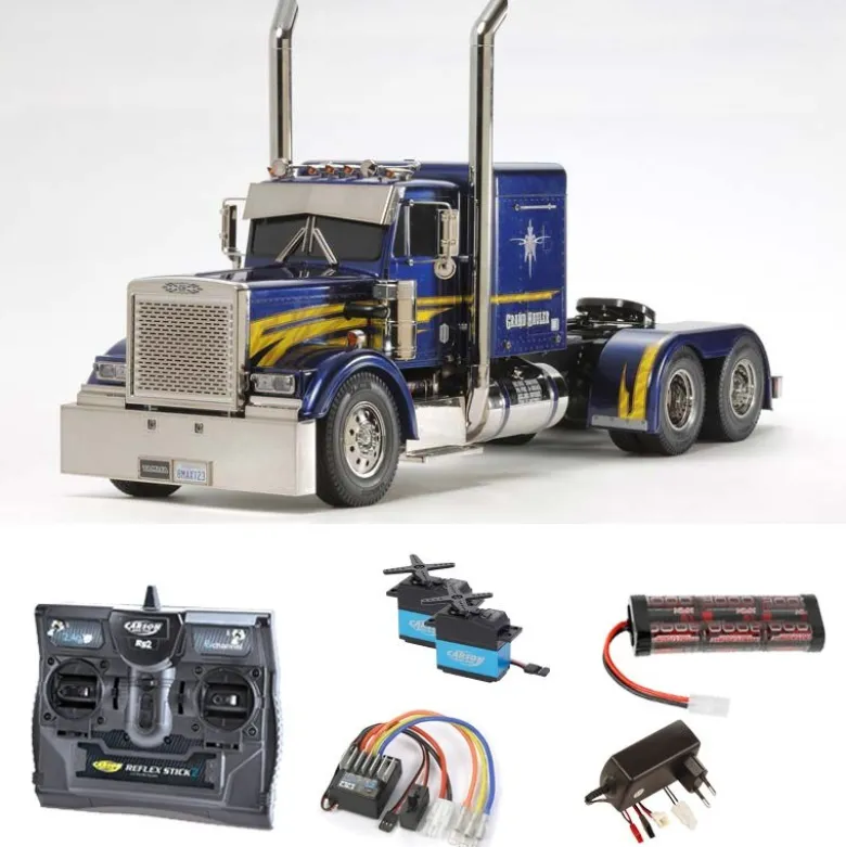 Tamiya 56344SETGrand Hauler Customized 1:14 Truck 2,4GHz Komplett-Set mit Carbon-Look Steuerung