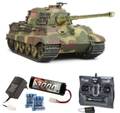 Tamiya 56018SETKÖNIGSTIGER 'Full option' 1/16 Panzer 2,4GHz Komplettset Nur für kurze Zeit mit Carbon-Look Fernsteuerung!