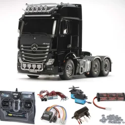 Tamiya 56348SET2MB Actros 3363 Giga Space 6x4 Komplettset + LED, Kugellager mit Carbon-Look Steuerung