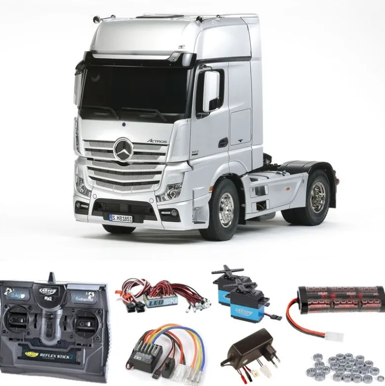 Tamiya 56335SET2Mercedes Benz Actros 1851 Komplettset + LED, Kugellager mit Carbon-Look Steuerung