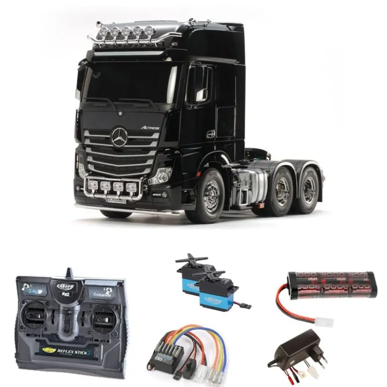 Tamiya 56348SETMercedes Benz Actros 3363 Giga Space 6x4 Komplettset mit Carbon-Look Steuerung