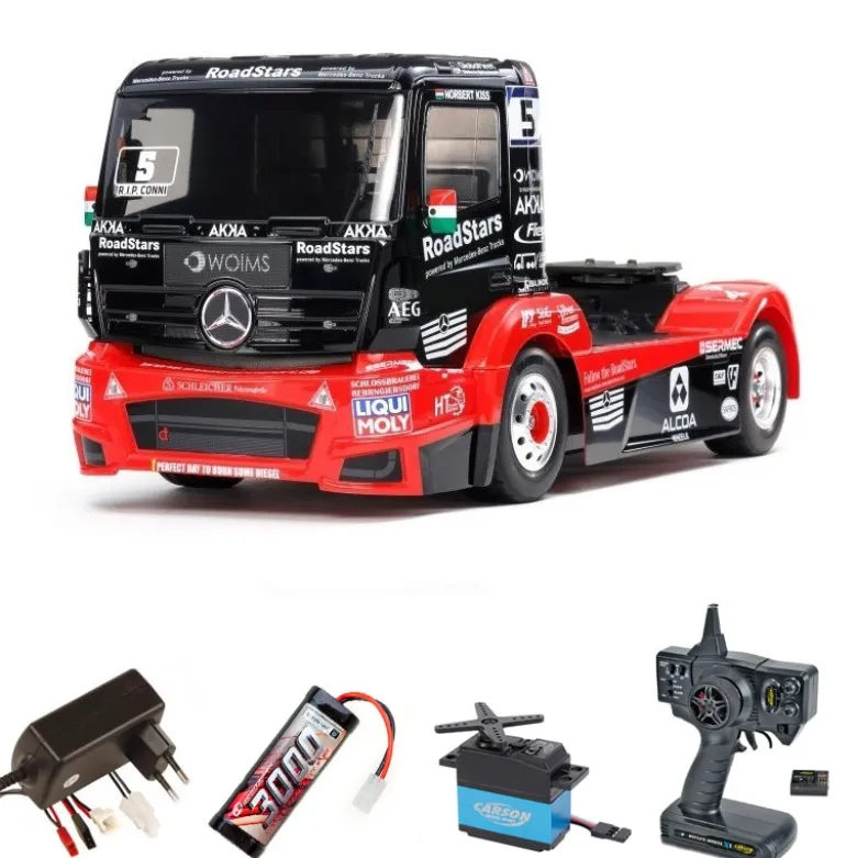 Tamiya 58683SETMercedes Race Truck MP4 4WD TT-01E 1:14 Komplettset