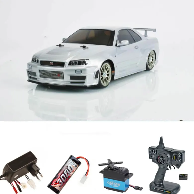 Tamiya 58605SETNISMO R34 GT-R Z-Tune TT-02D 1:10 Drift Komplettset