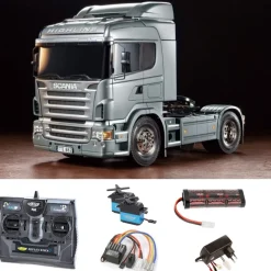 Tamiya 56364SETScania R470 Silber Edition 1:14 Truck RC Komplettset mit Carbon-Look Steuerung