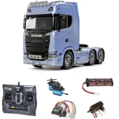 Tamiya 56368SETScania 770 S V8 6x4 1/14 Truck Bausatz Komplettset mit Carbon-Look Steuerung