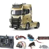 Tamiya 56379SET2Scania 770 S 4x2 Truck Bausatz, 1:14 Komplettset, LED, Lager mit Carbon-Look Funke