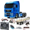 Tamiya 56370SETTRMAN TGX 26.540 3-Achs 6x4 Hellblau Metallic 1:14 RC Bausatz Komplettset + Flachbett, LED, Lager, Carbon-Look Funke