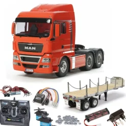 Tamiya 56325SETTRMAN TGX 26.540 6x4 XLX komplett inkl. Flachbett, LED, Lager